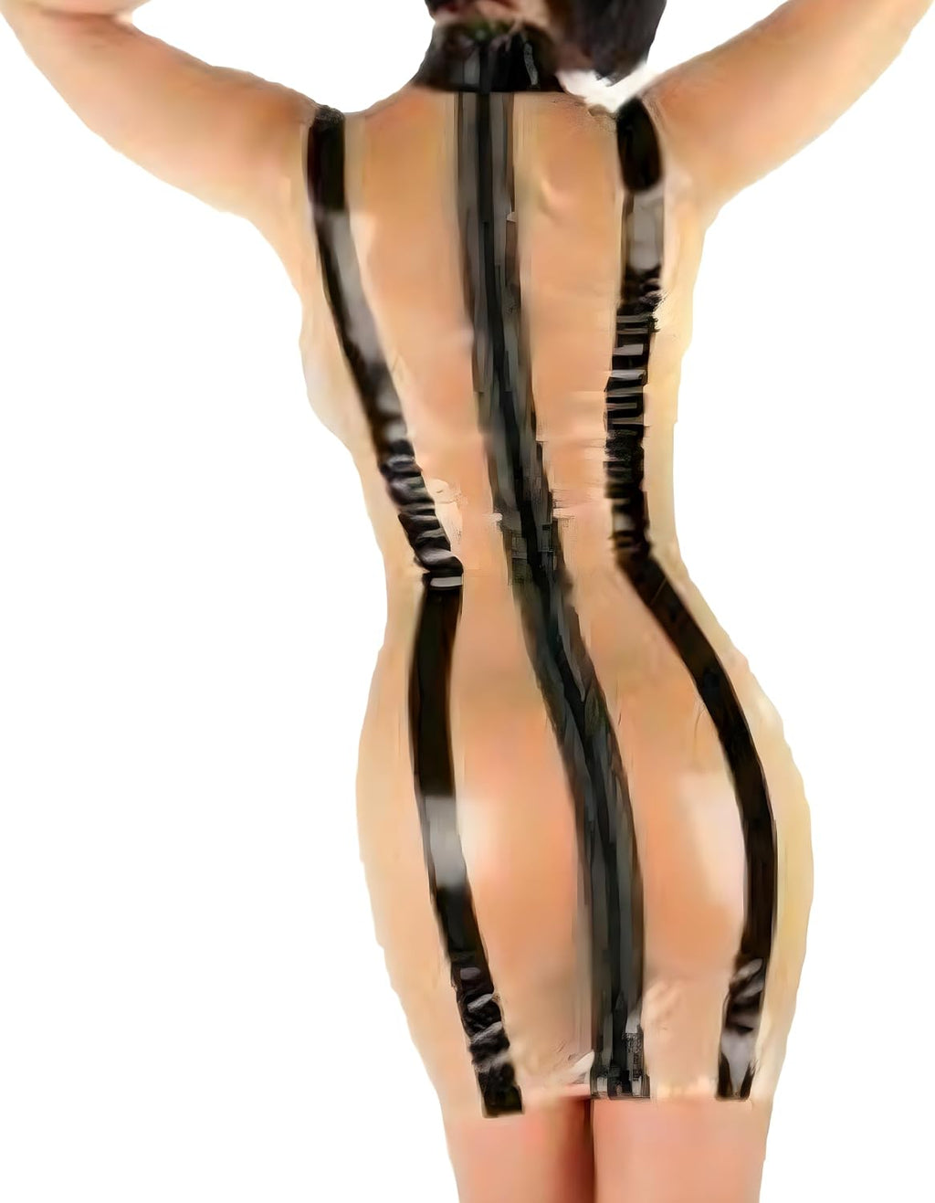 Sexy Latex Catsuit Wear Gummi Dress Sleeveless One-Piece Chest Zip Skirt Wear Club Handmake Customize Cospaly