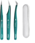 Lash Tweezers for Eyelash Extensions 3PCS High-precision False Eyelash Tweezers Kit for Eyelash Cluster Straight and Curved Stainless Steel Lash Applicator Tools