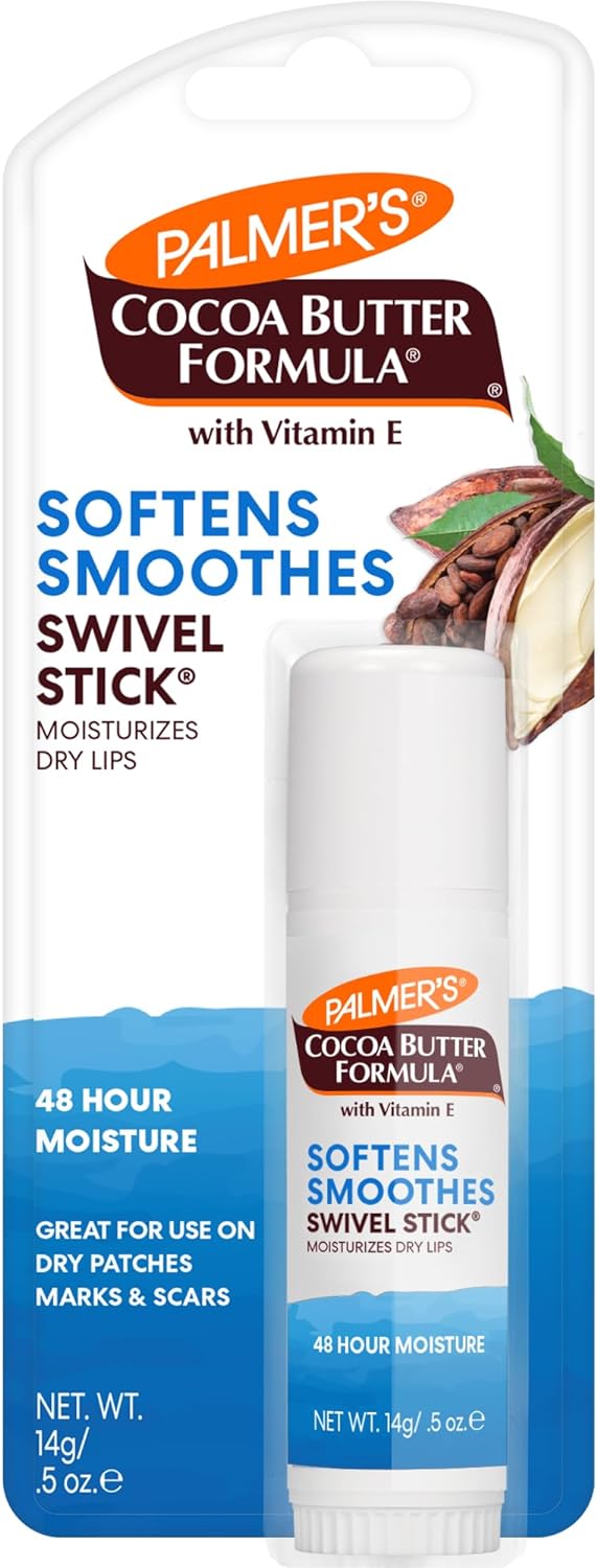 Palmer's Cocoa Butter Formula Moisturizing Swivel Stick with Vitamin E, Lip Balm for Beach Bag, Face & Body Moisturizer Stick, Ideal for Treating Dry Skin Patches (1 Count)
