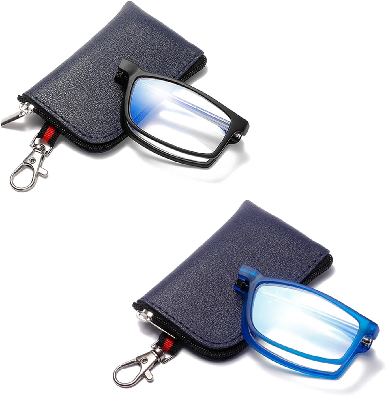 Folding Reading Glasses for Women Men, Blue Light Easy Carry Readers with Ultra-light Pocket Keychain Bags