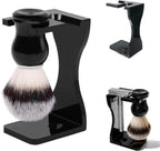 Keropy 2-in-1 Shaving Brush and Razor Stand, Black Acrylic Durable Razor Holder, One-Piece Shave Brush Stand, Safety Razor Stand for Men, Universal Bathroom Storage Organizer, Grooming Gift for Men
