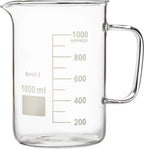 Labnique Glass Beaker with Handle, Beaker Mug with Pouring Spout, Double Graduated, 1000ml (33.8 oz / 4.2 cups)