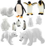 Sumind 12 Pieces Realistic Polar Animal Figurines Arctic Polar Animal Figures Set Includes 6 Bear and 6 Emperor Penguin Family Birthday Party Favor Animals 2026 VBS Set
