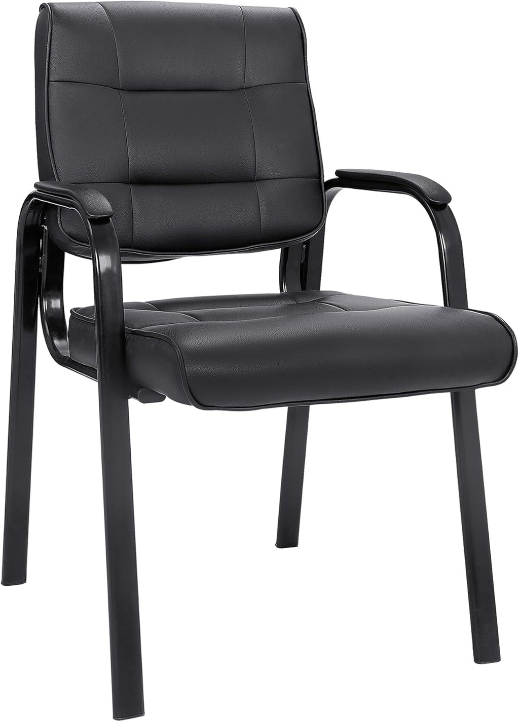 SUPER DEAL Office Guest Chair Bonded Leather Executive Side Chair Reception Chair with Solid Metal Frame Home Office Furniture