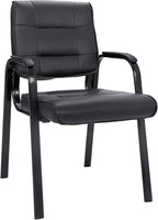 SUPER DEAL Office Guest Chair Bonded Leather Executive Side Chair Reception Chair with Solid Metal Frame Home Office Furniture