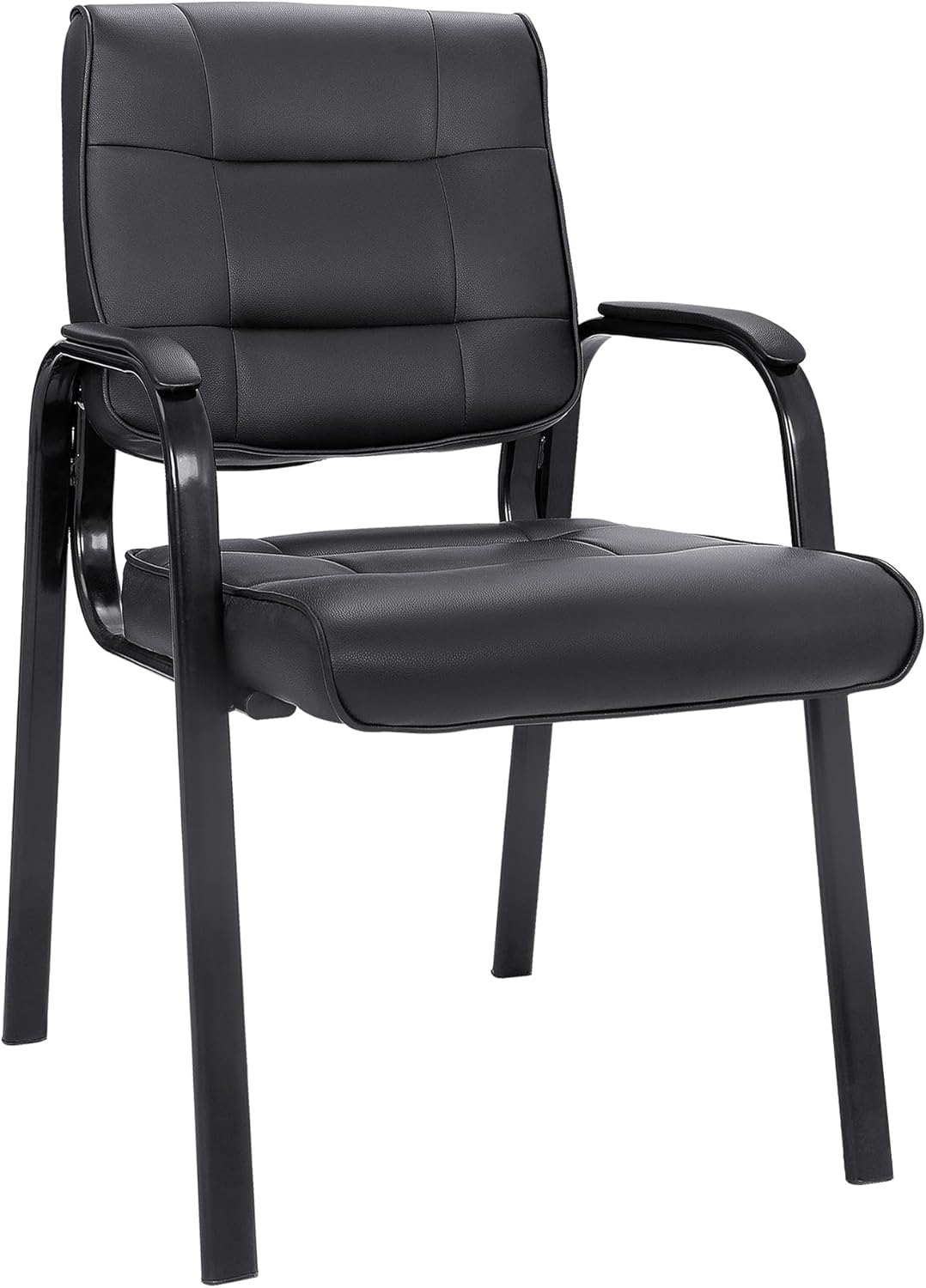 SUPER DEAL Office Guest Chair Bonded Leather Executive Side Chair Reception Chair with Solid Metal Frame Home Office Furniture