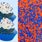 Orange and Blue Cake Pop Cookie Cupcake Cakes Semi-Sweet Edible Confetti Decorations Sprinkles Desert Jimmies Toppers 6oz Bag
