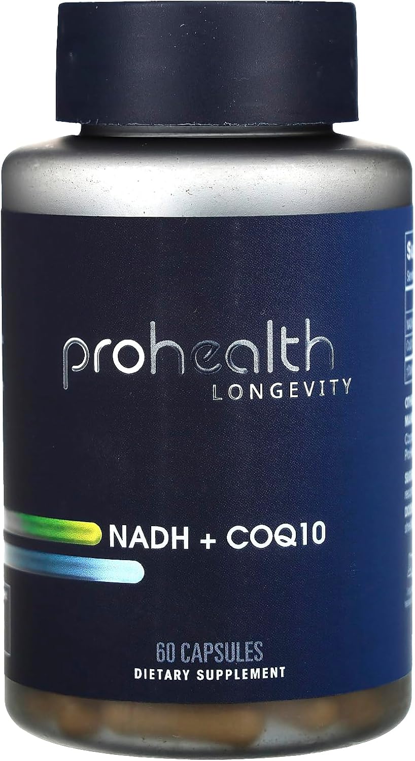 ProHealth NADH + CoQ10 - Boost NAD+ | 60 Day Supply | Pure NADH 25 mg, CoQ10 100 mg | 60 Acid Resistant Capsules | Energy | Focus | ATP Production