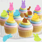 Sugar Robot Edible Easter Cupcake Toppers for Cake Decorating - Edible Bunnies Decor - Bunnies & Chicks Cake Toppers and Cupcake Toppers - Decoration Made in the USA - Premium Crafted