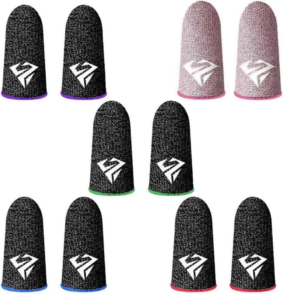 5Pcs Black Finger Cover Game Controller Sweat Proof Non-Scratch Sensitive Screen Gaming Artifact Thumb Gloves Finger Game Sleeve Gaming Accessories Accessories