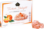 Cerez Pazari Turkish Delight Orange Flavor, Gourmet Small Size Snacks Gift Box, Sweet Traditional Confectionery, Vegan Soft Candy Dessert Loukoumi, Nut & Glucose-Free Lokum, Approx. 40 Pcs, 8.1 oz.