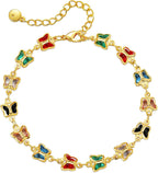 Dainty Gold Bracelets for Women, 18 Gold Plated Adjustable Evil Eye/Butterfly/Beaded/Pearl/Heart/Turquoise Handmade Bracelet for Women