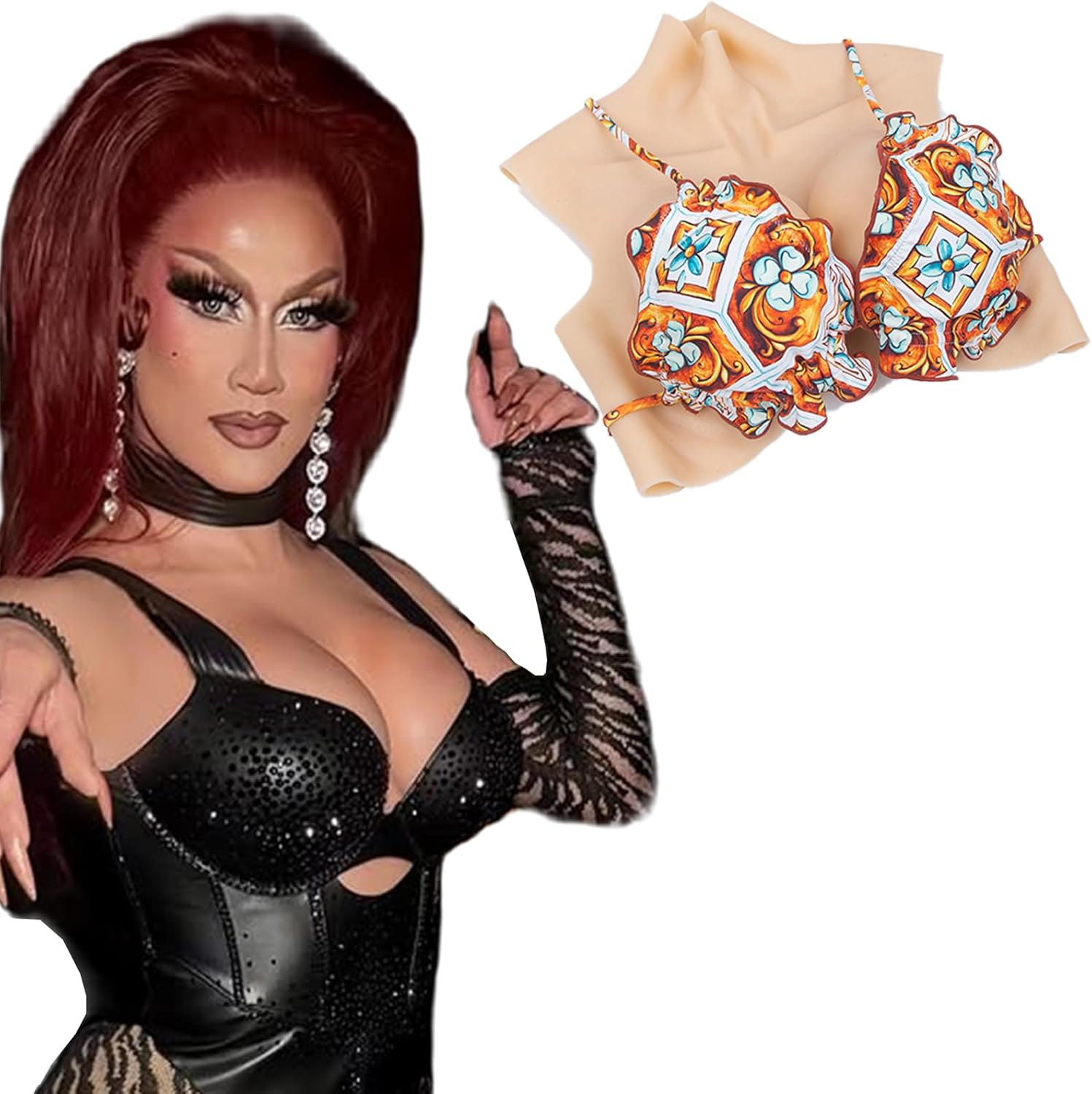Silicone Breast 2nd Gen Silicone Breastplate Fake Breasts Forms C-G Cup for Crossdresser DragQueen Transgender