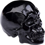 Black Obsidian Crystal Skull, 1.4 Inch Miniature Hand Carved Reiki Healing Pocket Stone, Small Collectible Skull Figurine for Altar Home Office Decor, Crystal Statue Meditation Gift for Men Women