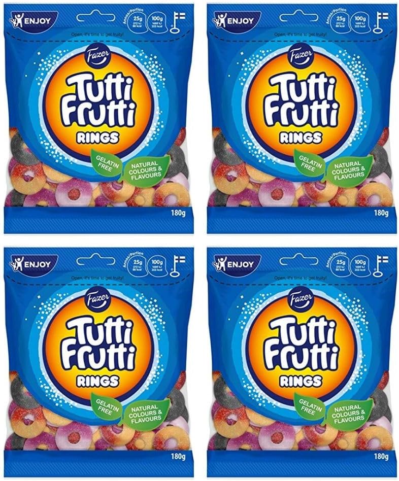 Fazer Tutti Frutti Rings Gummy 4 Packs of 180g