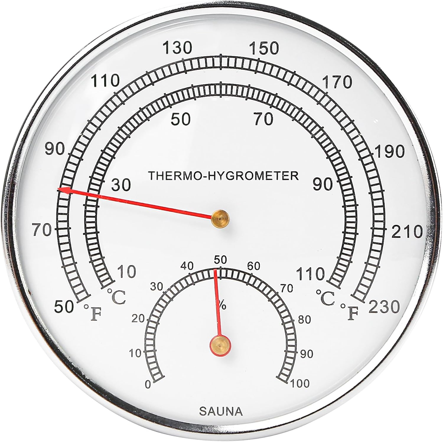 Steam Room Thermometer, Sauna Fahrenheit Temperature Gauge And Hygrometer Measure, 2in1 Dial Digital Hygrothermograph Humidity Thermostat Tool Accessories for Infrared Saunas Indoor Family Hotel, 4.8"