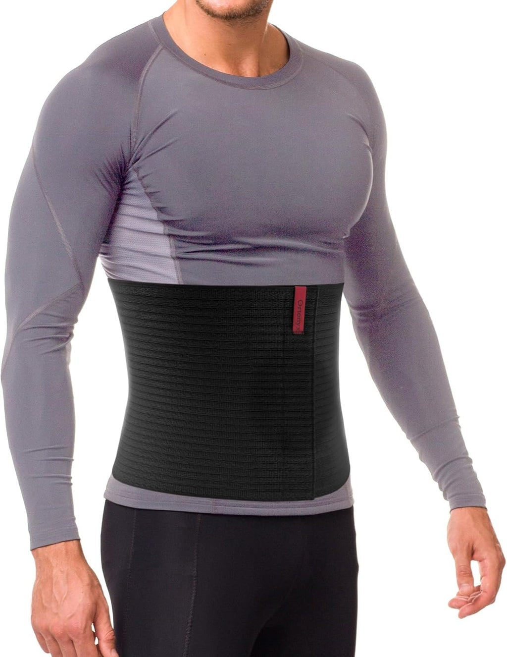 ORTONYX Premium Umbilical Hernia Belt for Men and Women / 10.25" Abdominal Binder With Hernia Support Pad - Navel Ventral Epigastric Incisional and Belly Button Hernias - Black OX5241-10-S/M