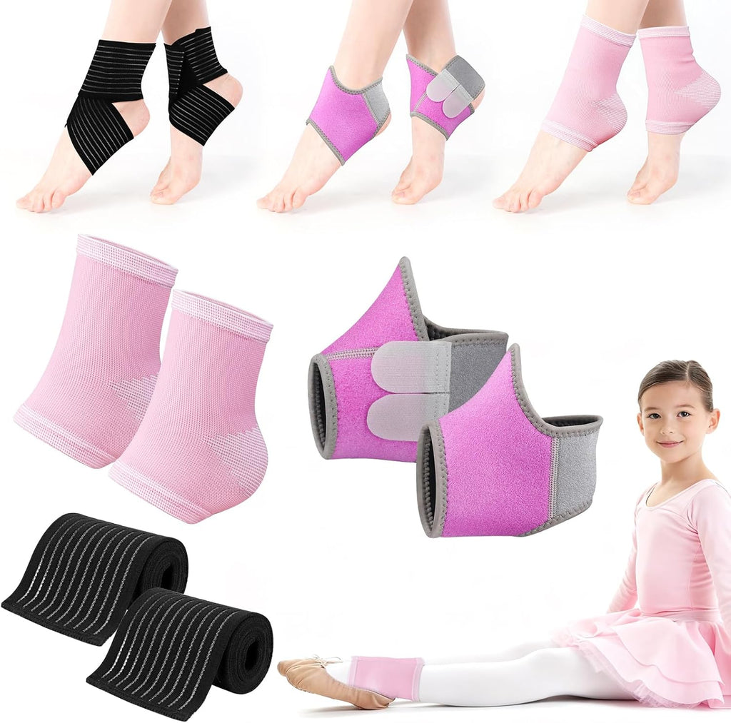 6 PCS Kids Ankle Brace Set, Ankle Support Wraps, Knitted Ankle Sleeve Sock for Sprains, Injuries and Active Play for Daily Wear, Injury Prevention (Small)
