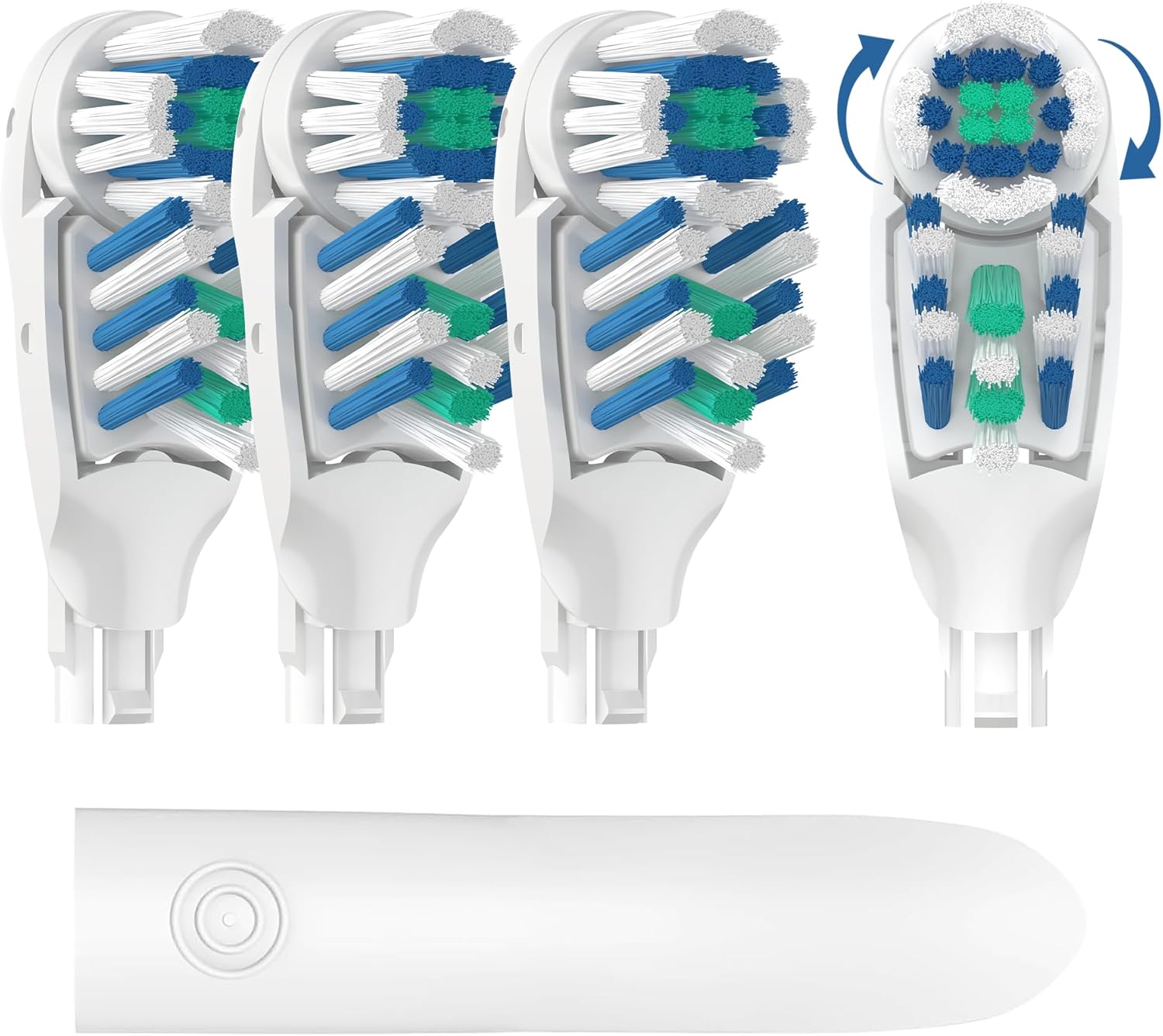 4 Pcs Replacement Toothbrush Heads with Soft Bristles | Dual Clean Toothbrush Heads Compatible with Oral-B Cross Action 3733 4732 4734 Models – Dual Cleaning