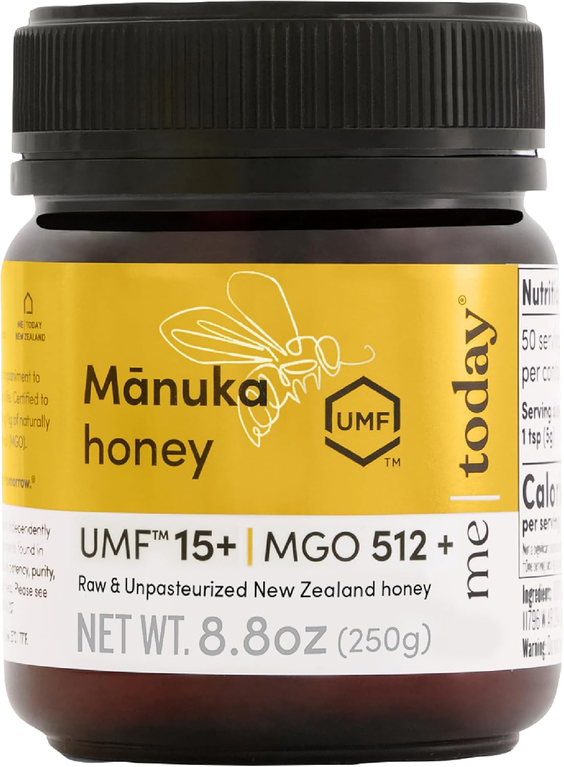 Me Today Manuka Honey, UMF 15+/MGO 512+ from New Zealand Authentic, Raw & Unpasteurized Honey | Raw Manuka Honey for Daily Wellness Support | Delicious Honey Crafted by Bees in 8.8oz