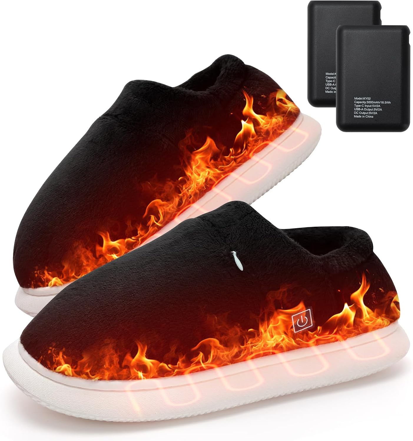 Biupky Heated Slippers Foot Warmer for Men Women, Electric Foot Warmer with 5000mah Battery, Foot Heater House Slippers for Women Men Indoor and Outdoor，Smart Heated Shoes for Winter Warm