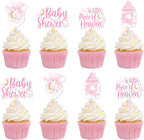 36Pcs A Little Piece of Heaven Cupcake Toppers, Pink Clouds Bodysuit Cupcake Picks Welcome Baby Cake Decorations for Girls Baby Shower Pregnancy Announcement Supplies