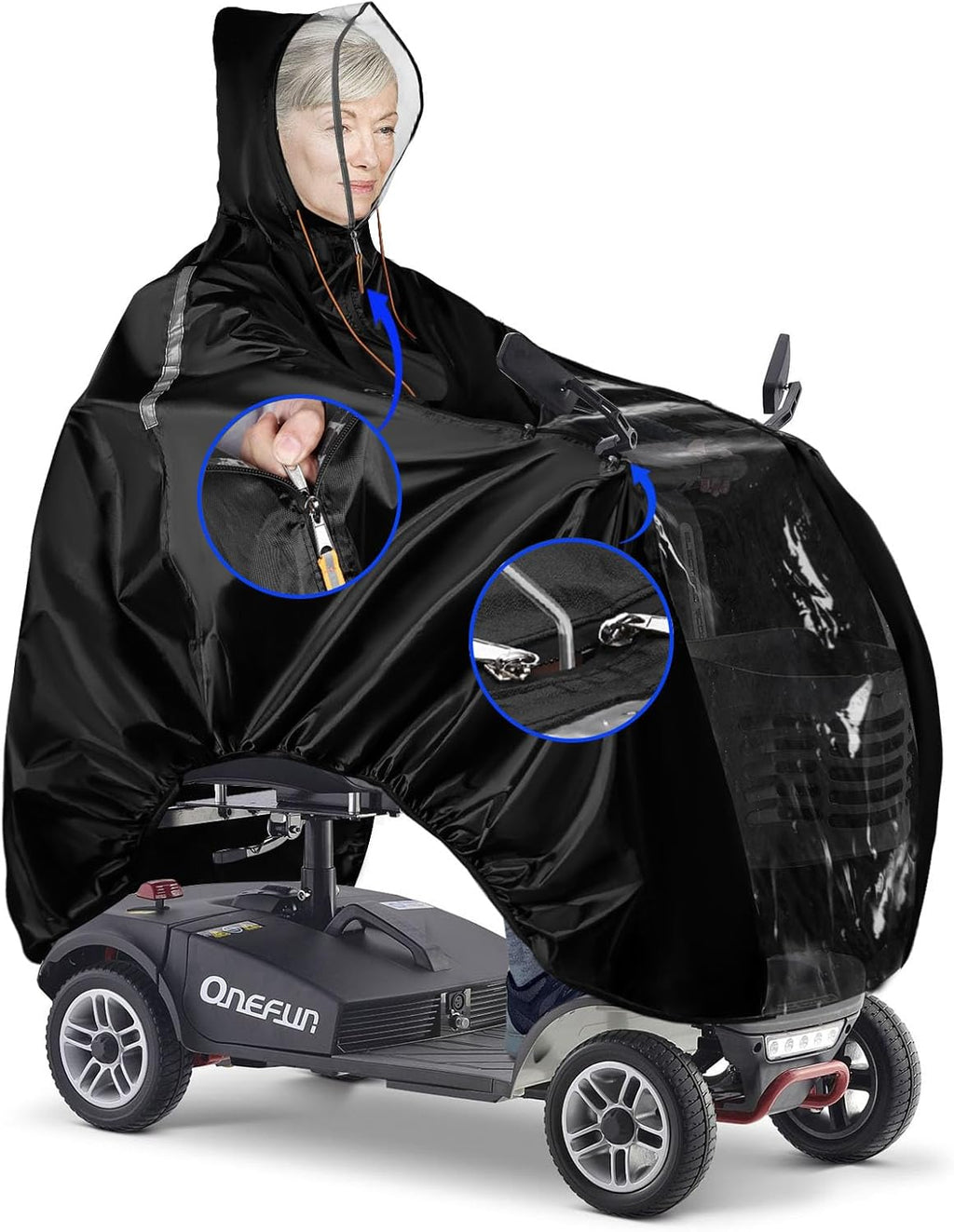 Mobility Scooter Rain Cover, 420D Oxford & EVA Fabric Electric Vehicle Rain Covers, Mobility Scooter Cover Waterproof Outdoor Wheelchair Poncho, Rain Poncho Cycling Jacket Suit