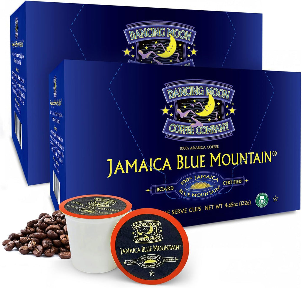 Dancing Moon Coffee Pods - 100% Jamaica Blue Mountain Medium Roast - K-Cup Compatible Keurig Coffee Pods - Small-Batch Crafted, Supports Military Charity - 24 Cups