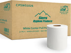 Sierra Hygiene 510’ Centerpull Paper Towels (7.5" x 10.5" Sheets) 2-Ply White – 6 Rolls Commercial Center Pull Paper Towel Rolls, For Offices, Restaurants, Schools & Warehouses, Made in USA