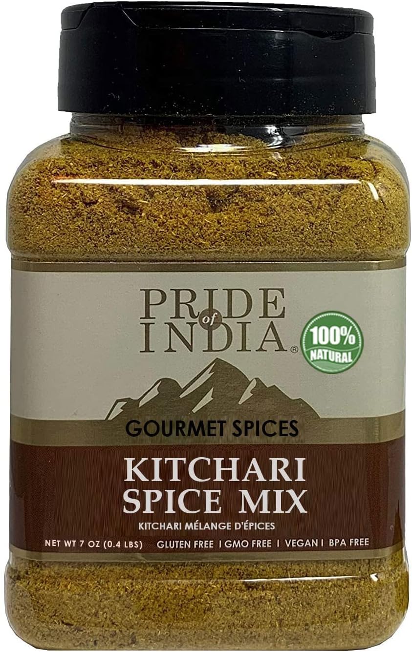 Pride Of India - PACK of 6 - Kitchari Spice Seasoning – Made with Authentic Indian Spices – Good for Health Cleanse & Diet – Easy to Use – 7 oz. Medium Dual Sifter Jar