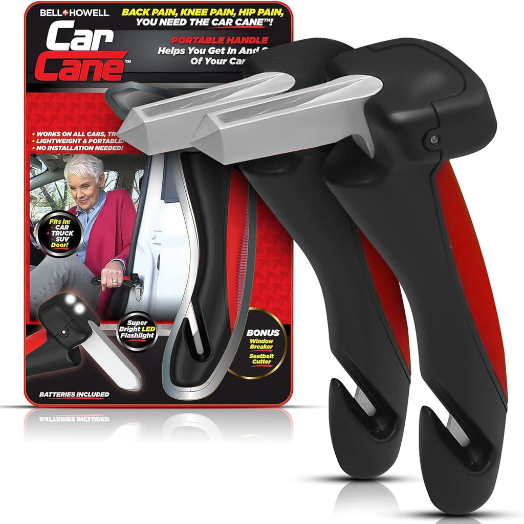 EMSON Original Car Cane 2Pk – All in 1 Car Handle Assist for Elderly Car Door Handle, Seat Belt Cutter, Window Breaker, Flashlight, Car Door Handle for Elderly Easy Exit