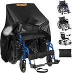 Electric Wheelchairs Cover Waterproof,420D Heavy Duty Wheelchair Cover with Air Vent,Waterproof Strip,Reflective Handle,Outdoor Protective Cover for Travel & Shower Power Wheelchair,Mobility Scooter