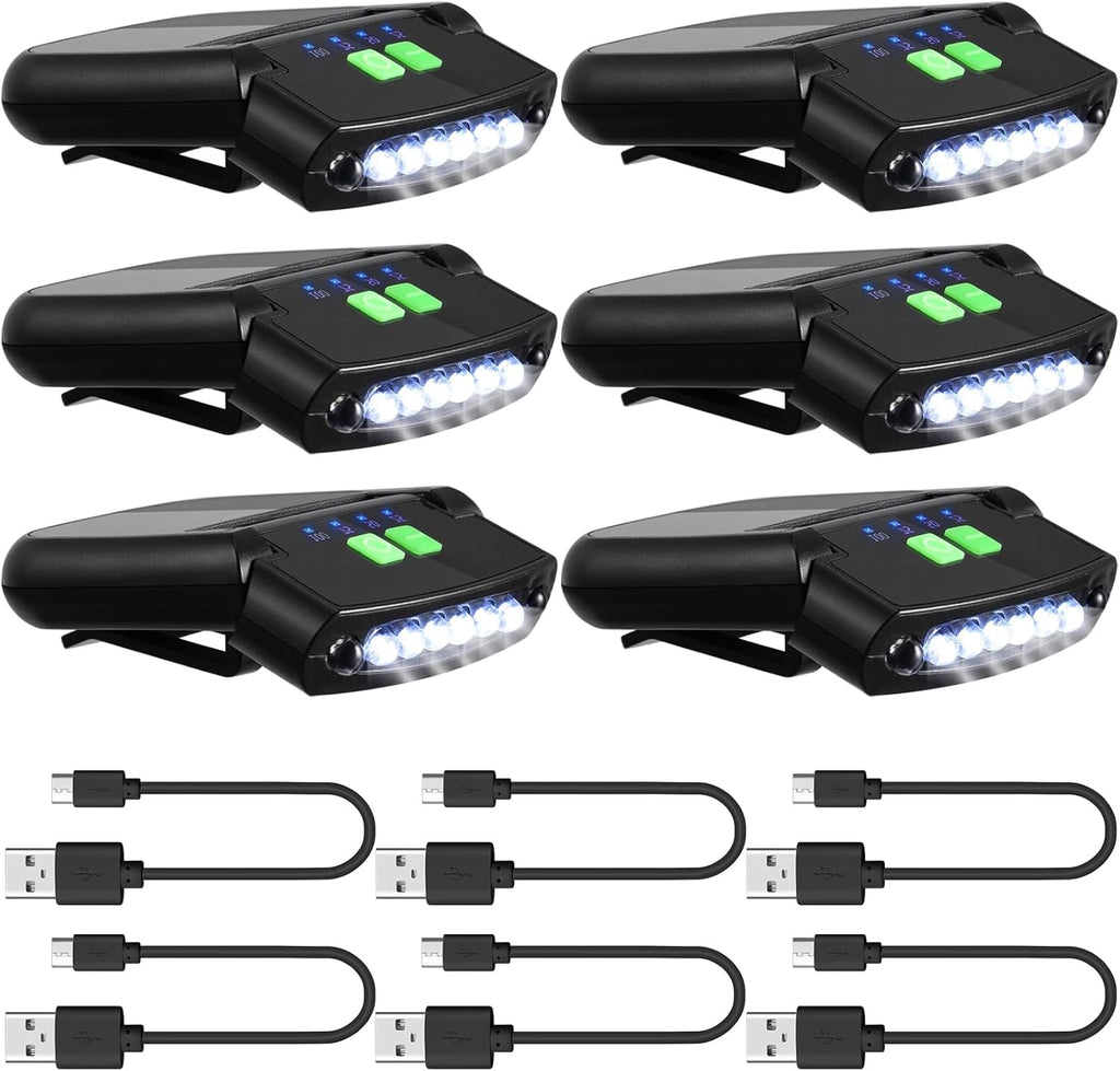 Mudder LED Clip on Cap Lights USB Rechargeable Cap Flashlight Clip Waterproof Ultra Bright Hat Flashlight Headlamp for Fishing Camping Hand Work