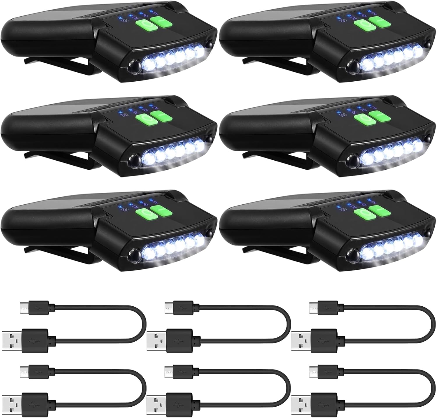 Mudder LED Clip on Cap Lights USB Rechargeable Cap Flashlight Clip Waterproof Ultra Bright Hat Flashlight Headlamp for Fishing Camping Hand Work