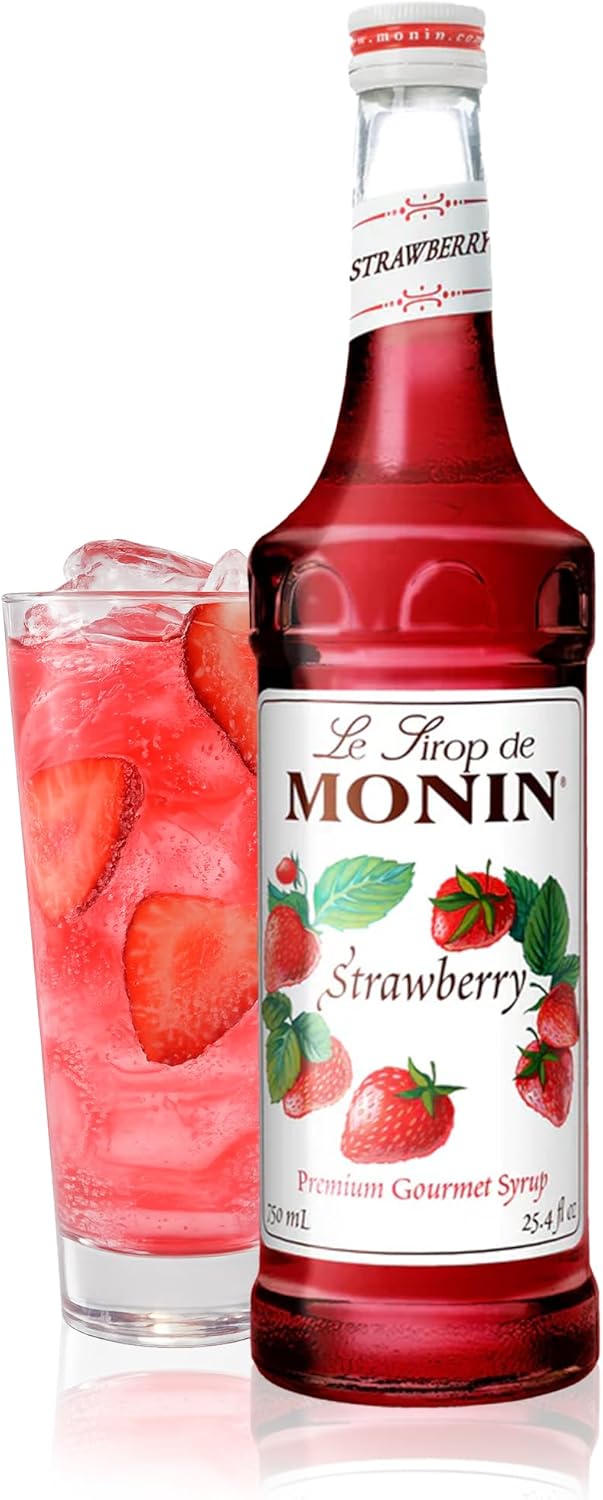 Monin - Strawberry Syrup, Mild and Sweet, Great for Cocktails and Teas, Gluten-Free, Non-GMO (750 ml)