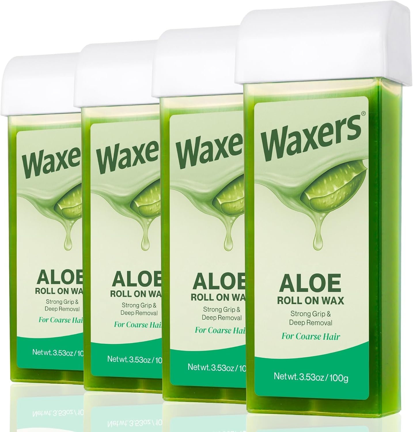 Roll on Wax Refill Aloe Wax Roller for Hair Removal at Home Ｗaxing Cartridge Depilatory for Legs and Arms 3.53 Ounce 4 Pack