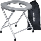 Alpcour Portable Toilet Seat – Compact Lightweight Indoor & Outdoor Commode w/Built-In Bag Hooks & Travel Bag – Heavy-Duty Stainless-Steel Chair is Durable & Convenient For Camping, Travel & Emergency