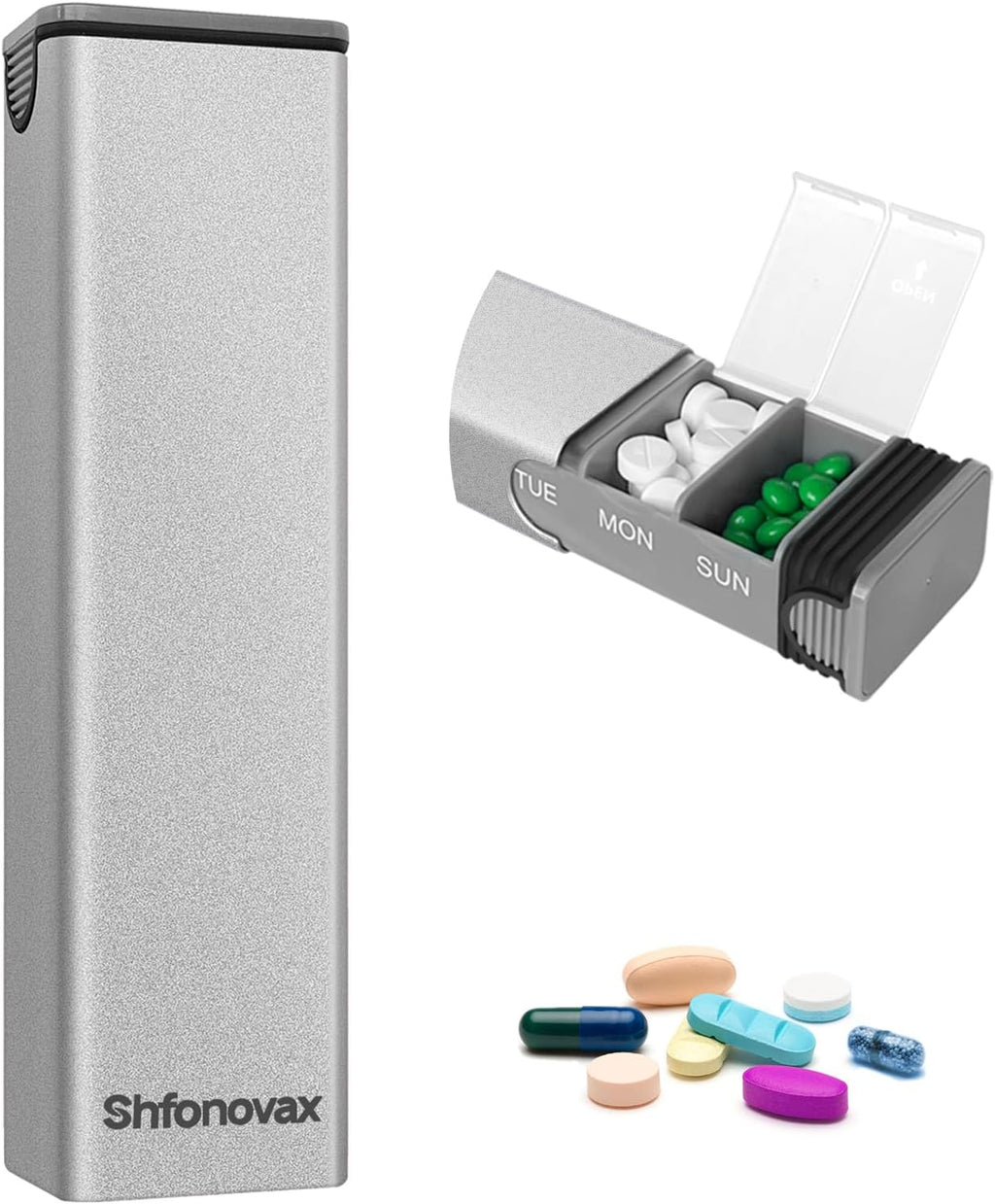Weekly Metal Pill Organizer, Large Capacity 7 Day Travel Pill Organizer, Easy Open Secure Pill Box for Adults & Seniors, Vitamins & Supplement Case (Silver)