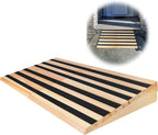 Wooden Threshold Ramp for Home Steps, 5" Rise Doorway Ramp for Wheelchair/Walker/Cart/Scooter, Multipurpose Door Ramp with Non-Slip Stripes(35.4" W*5.0" H, Solid Wood, 800LBs Capacity)
