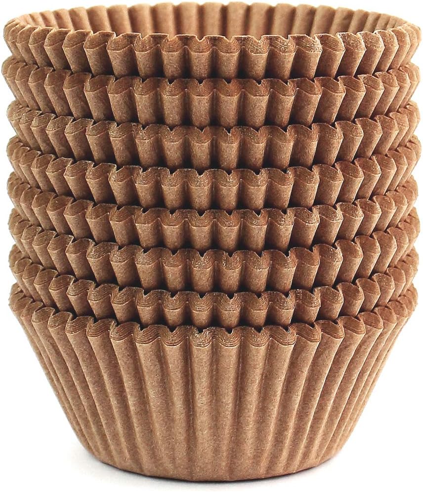 Eoonfirst Standard Size Baking Cups Food-Grade Greaseproof Paper Cupcake Liners 200 Pcs (Natural)