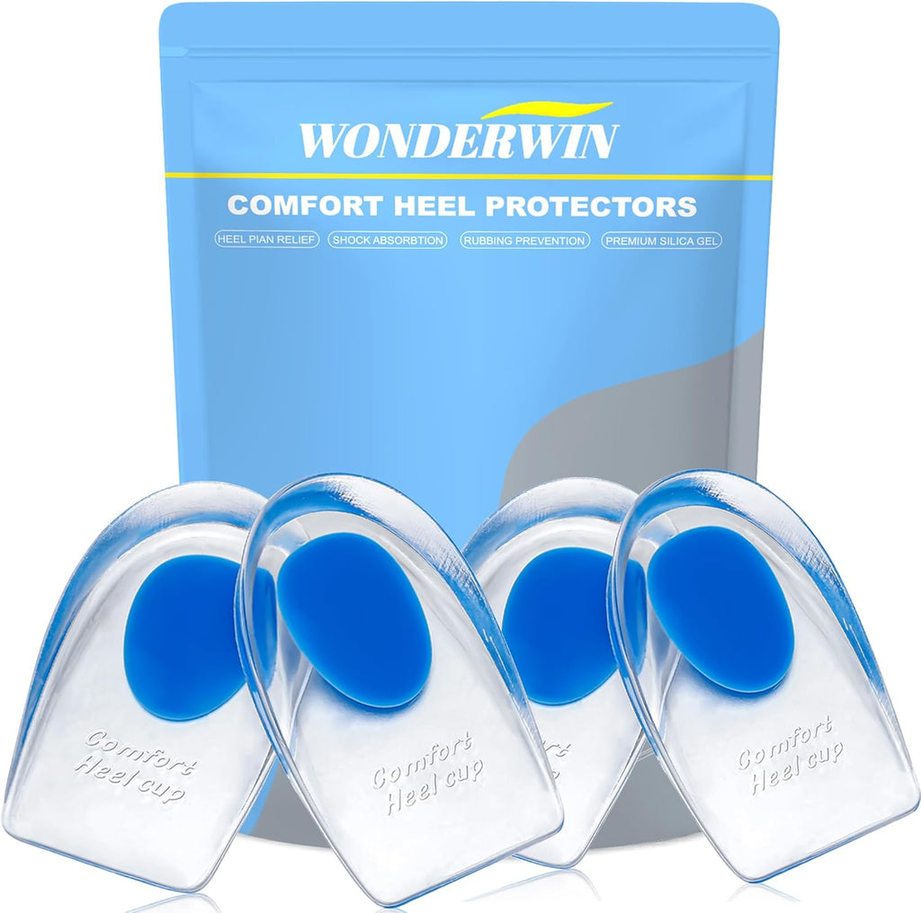 Gel Silicone Heel Pads,2 Pairs Heel Cups for Achilles Tendonitis,Shoe Wedge Inserts for Plantar Fasciitis,Sore Heel, Heel Spur and Heel Pain Relief,Heel Support for Men/Women(Medium)