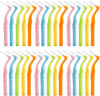50PCS L-Shaped Interdental Brushes Braces Toothbrush Short Handle,5 Different Sizes Dental Floss Brush Angled Interdental Toothpick