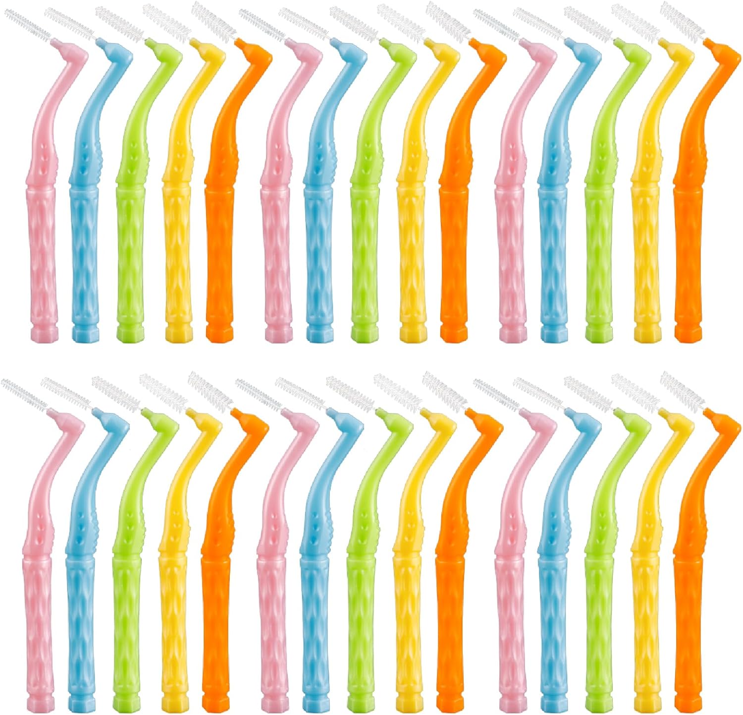 50PCS L-Shaped Interdental Brushes Braces Toothbrush Short Handle,5 Different Sizes Dental Floss Brush Angled Interdental Toothpick