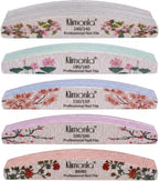 25PCS Floral Professional Nail Files 80/100/150/180/240 Grit, Emery Boards Nail Files for Natural Nails and Acrylic Nails, Double Sided Emory Boards limas para unas acrilicas Reusable Manicure Tools
