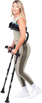 Ergobaum Dual Underarm Crutches for Adults (1 Pair-2 Units) NSN Military Certified, Triple Shock Absorption, Foldable, Adjustable 5'–6'6", Supports Up To 380 lbs | Ergonomic Padded Arm Support (Black)