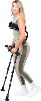 Ergobaum Dual Crutches (5’–6’6”) 1 Pair (2 Units) of Ergonomic Underarm Crutches With Arm Support Features Shock Absorption, Padding, High Performance Tips, Adjustable, Ergonomic Grip, Foldable(Black)