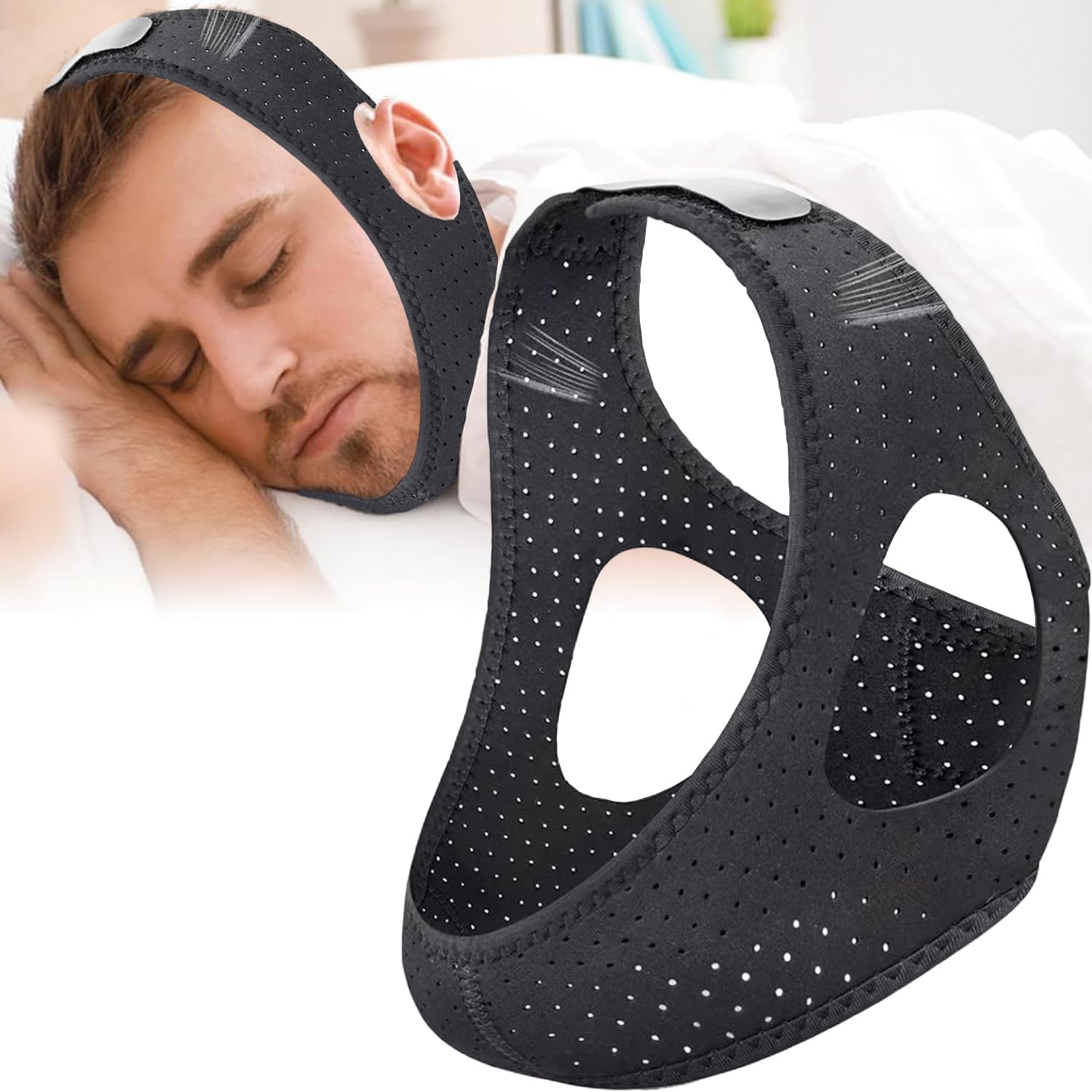 Anti Snore Chin Strap for Sleeping,Breathable CPAP Chin Strap,Adjustable Anti Snore Devices for Men and Women,Comfortable Snore Chin Strap,Effective Stop Snoring Solution