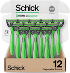 Schick Xtreme 3 Original Sensitive Disposable Razors for Men | Disposable Mens Razors for Shaving Sensitive Skin, 12ct