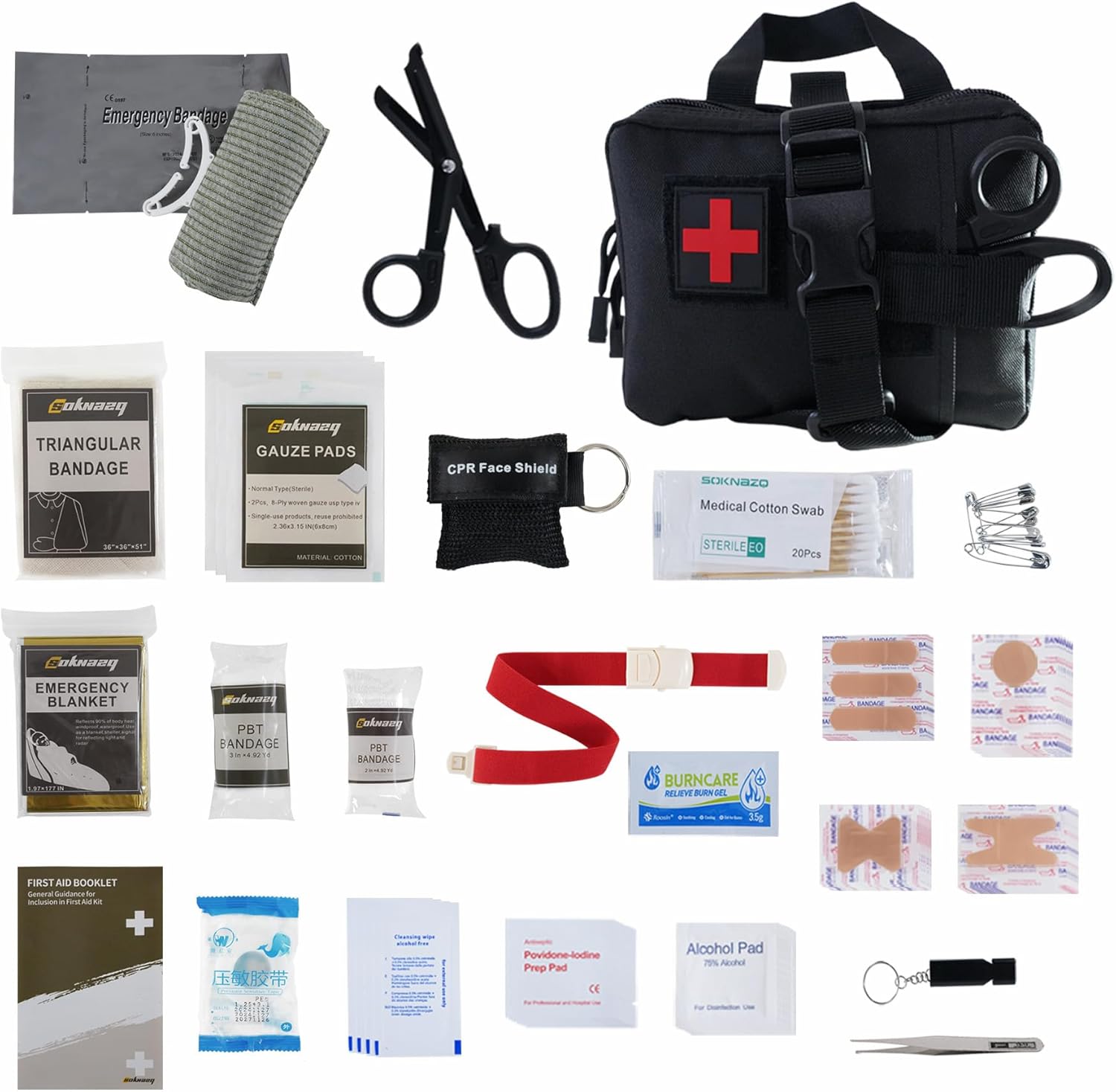 IFAK Trauma Kit, EMT Pouch Molle Ifak Pouch, 4 Inch Israeli Bandage, Survival First Aid Kit with Tourniquet for Tactical, Travel, Hiking, Military Vehicles, Camping, Outdoor (Black)