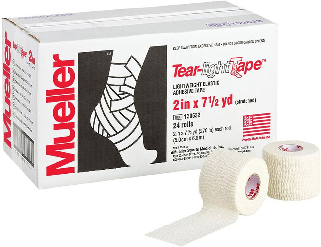 Mueller Tear-Light Tape, White, 2" x 7.5 yd., 24 Rolls